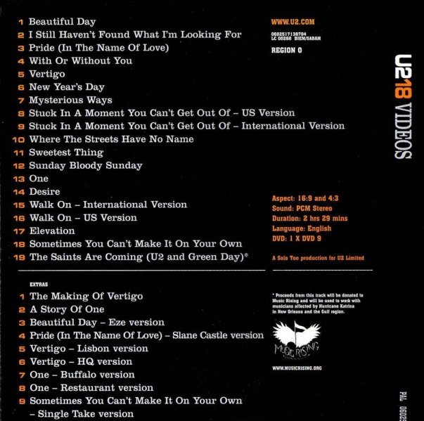 részlet U2-18 Videos - DVD