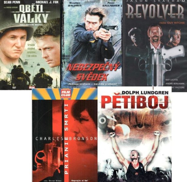 részlet Kolekce 5 DVD pošetky(Oběti v., Nebezpečný sv., Revolver., Přání smr.,Pětiboj)